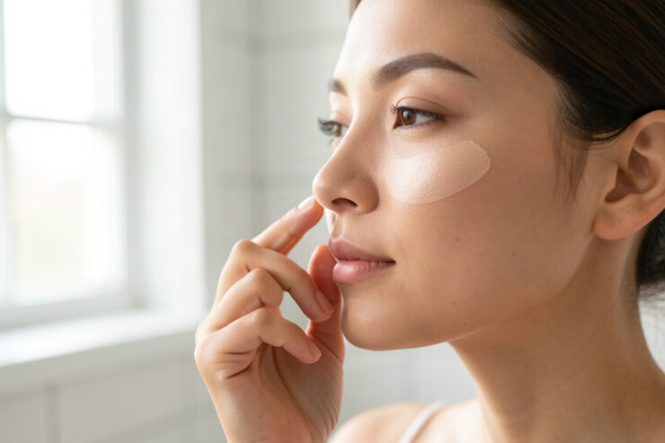 Application d'une skin tint légère pour un maquillage été naturel et frais