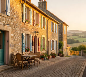 Rue de village français pittoresque pour une escapade de week-end