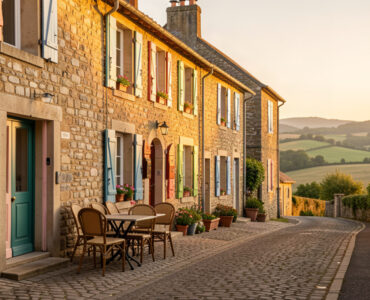 Rue de village français pittoresque pour une escapade de week-end