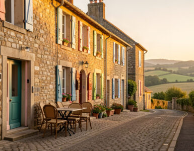 Rue de village français pittoresque pour une escapade de week-end