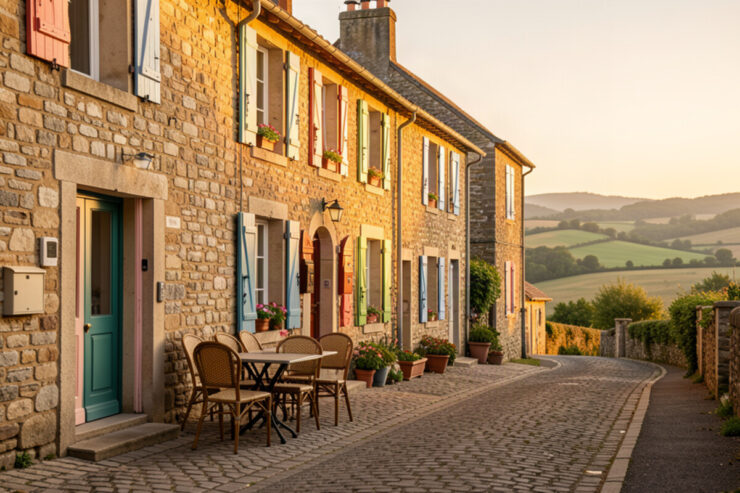 Rue de village français pittoresque pour une escapade de week-end