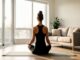 Femme pratiquant le yoga à la maison pour se détendre en dix minutes